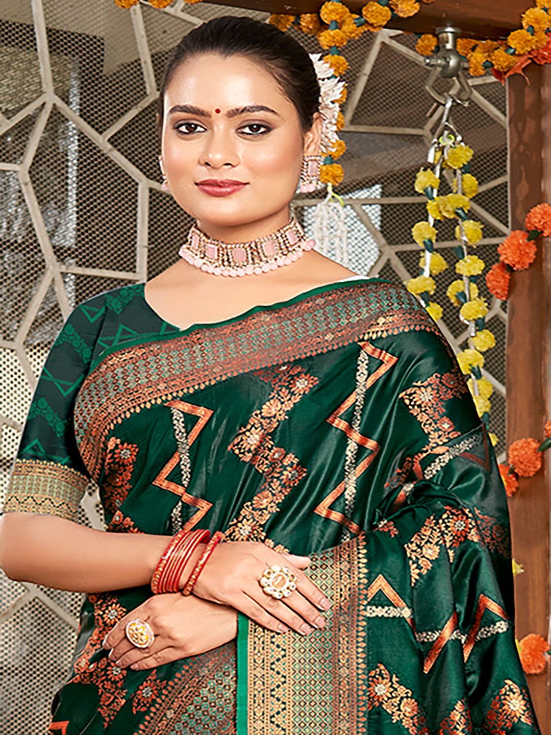 Sangam Green Silk Saree