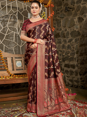 Sangam Brown Silk Saree