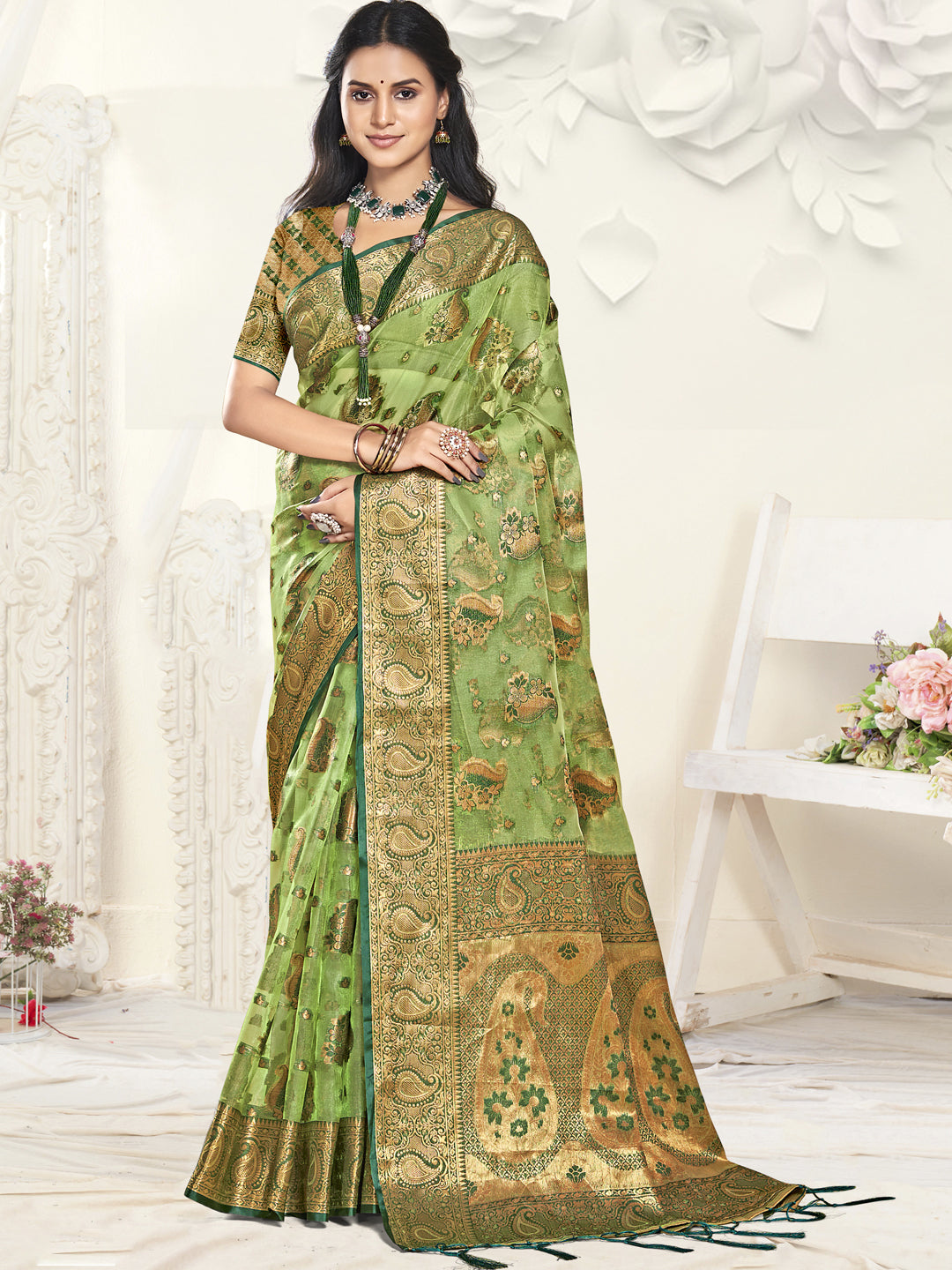 Light Green Organza Saree