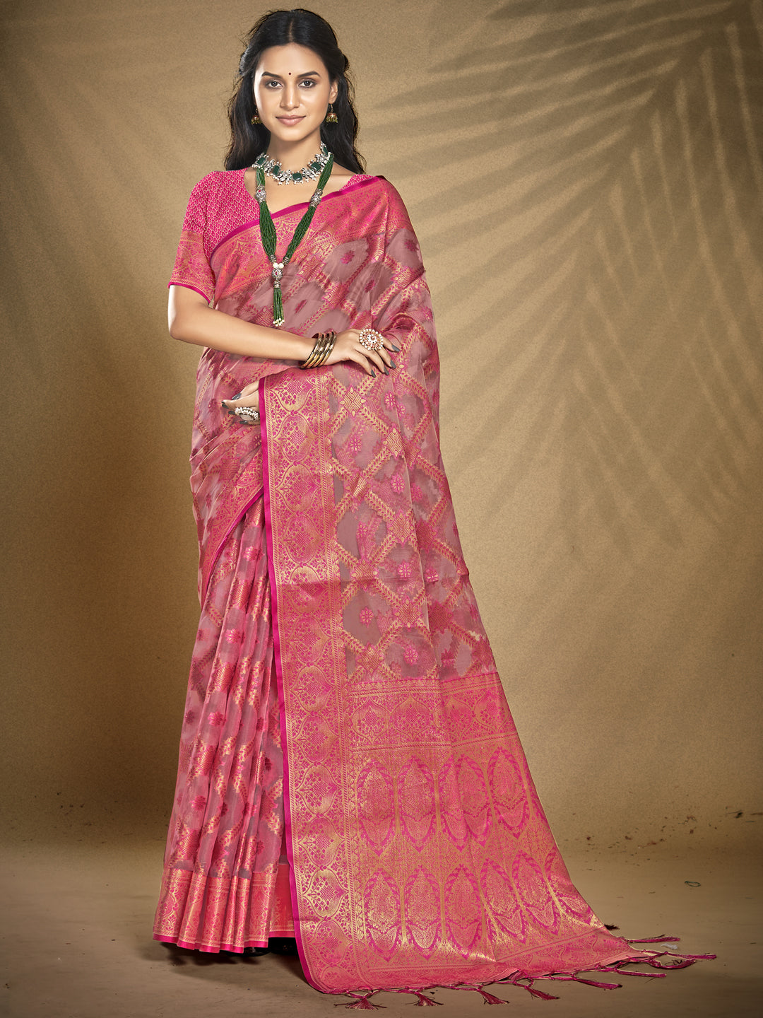 Pink Organza Saree