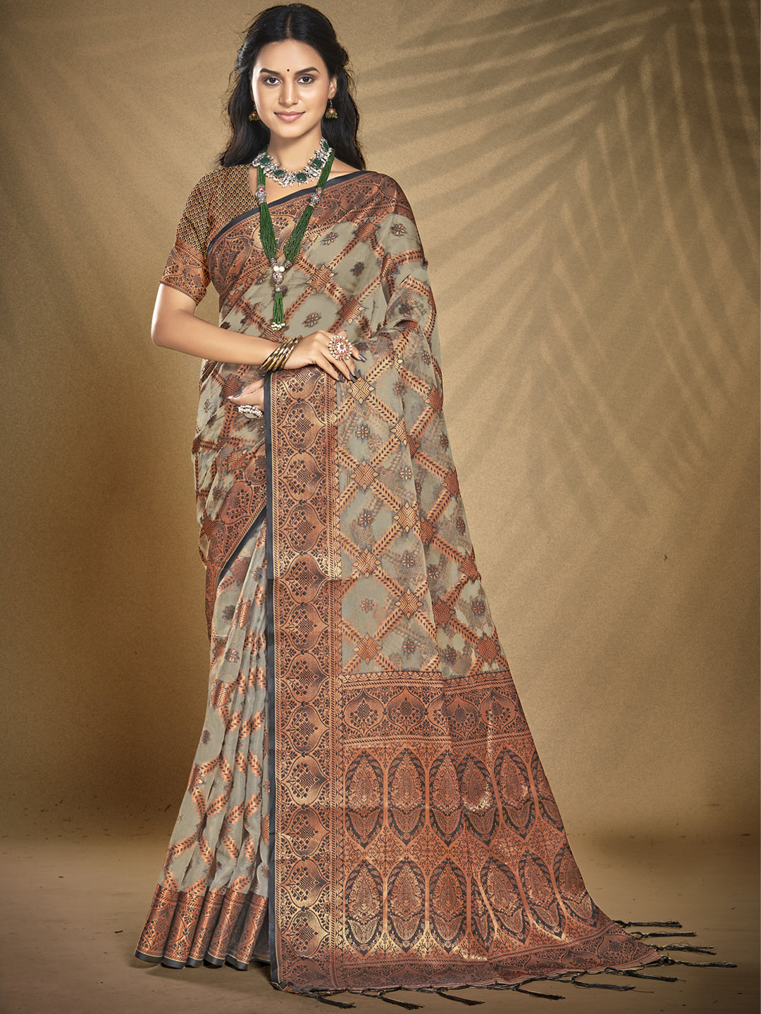 Gray Organza Saree