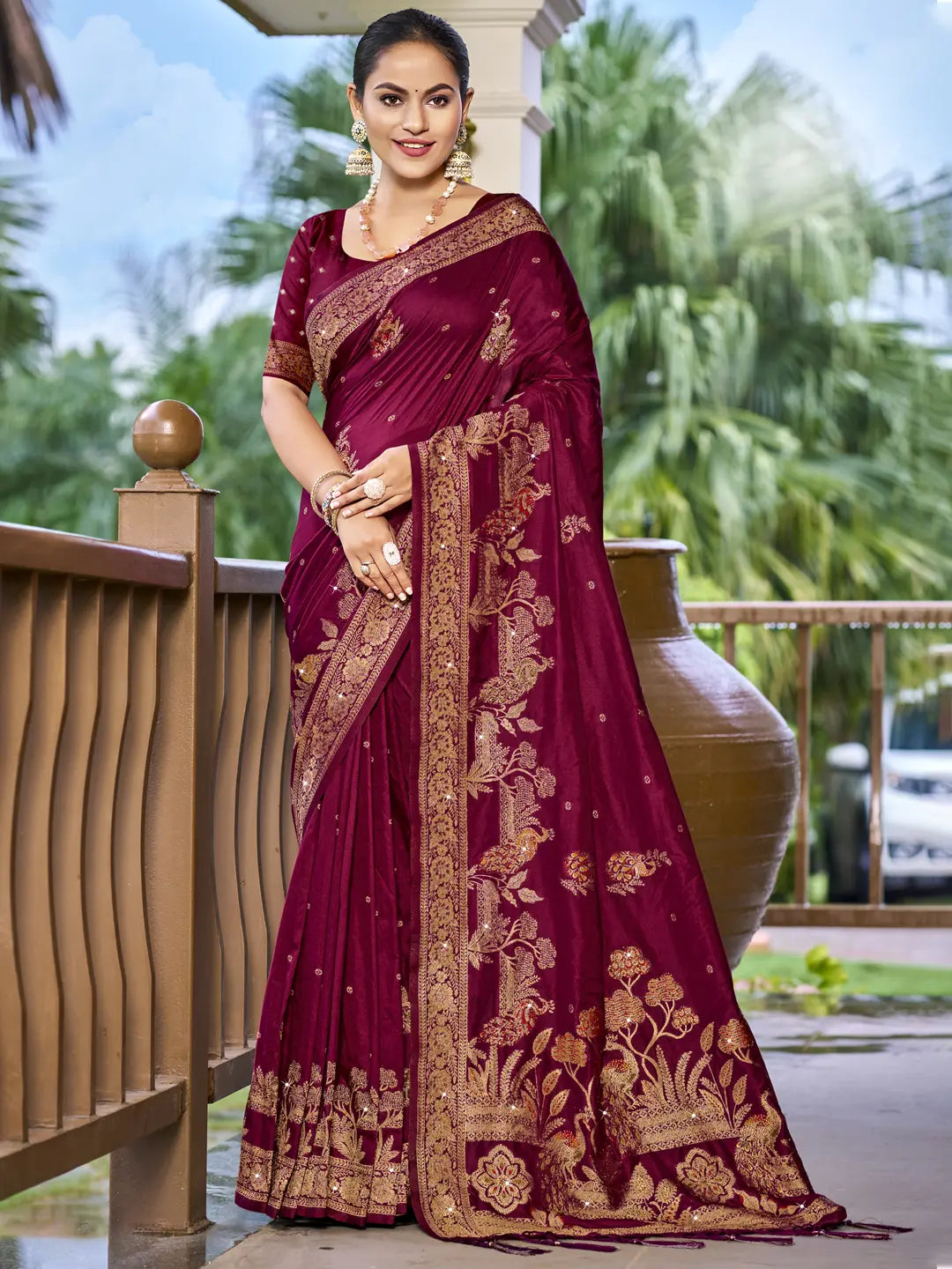 Magenta Pink Silk Saree