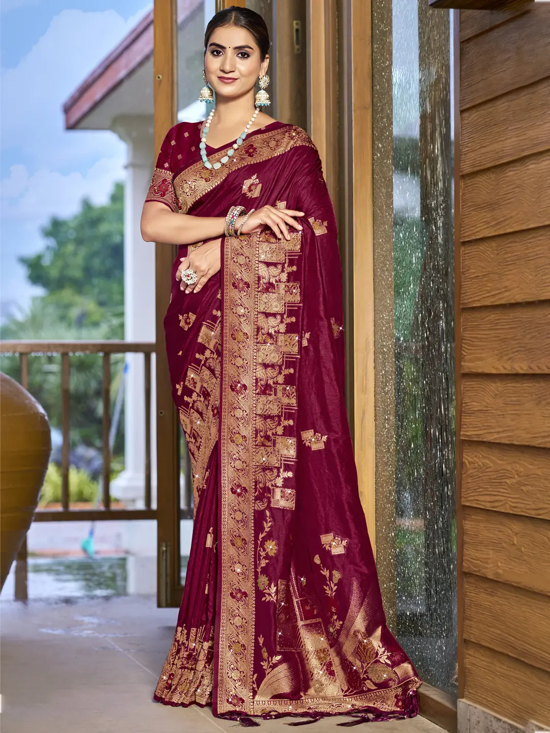 Magenta Pink Silk Saree