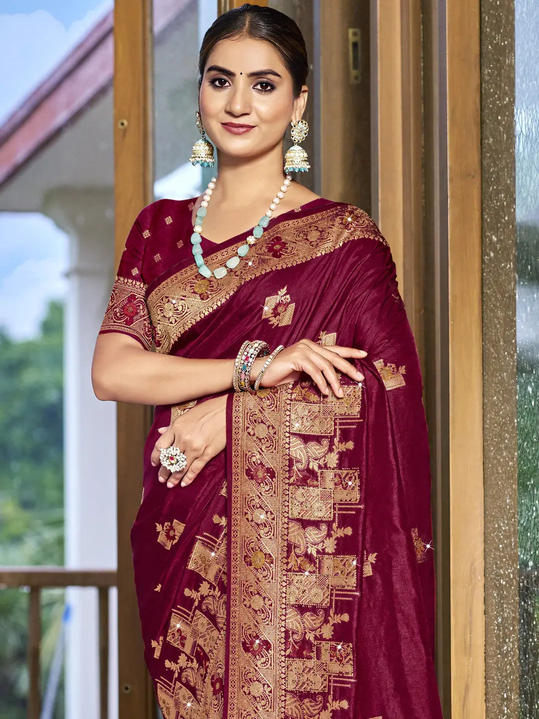 Magenta Pink Silk Saree