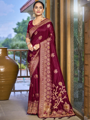 Magenta Pink Silk Saree