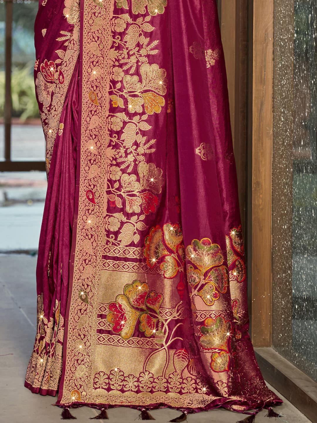 Magenta Pink Silk Saree