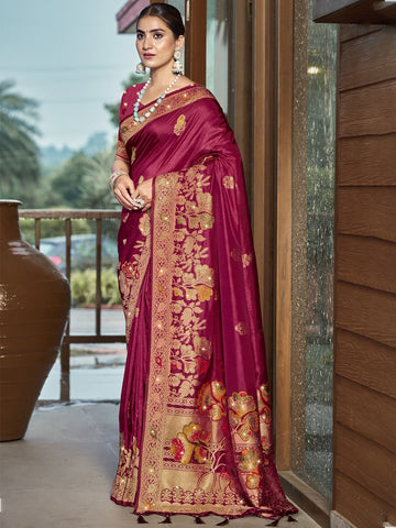 Magenta Pink Silk Saree