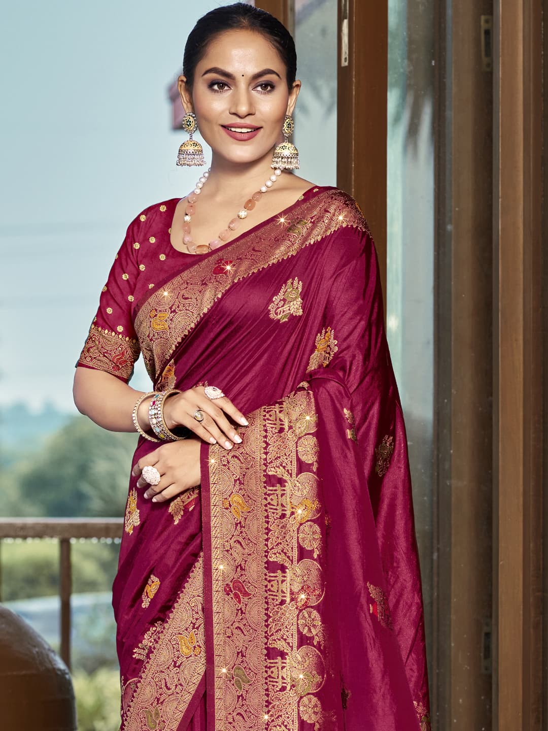 Magenta Pink Silk Saree