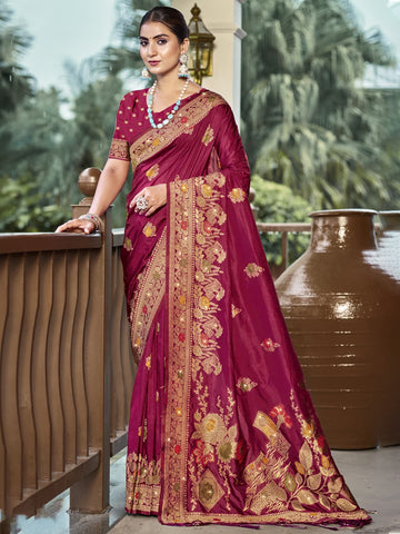 Magenta Pink Silk Saree