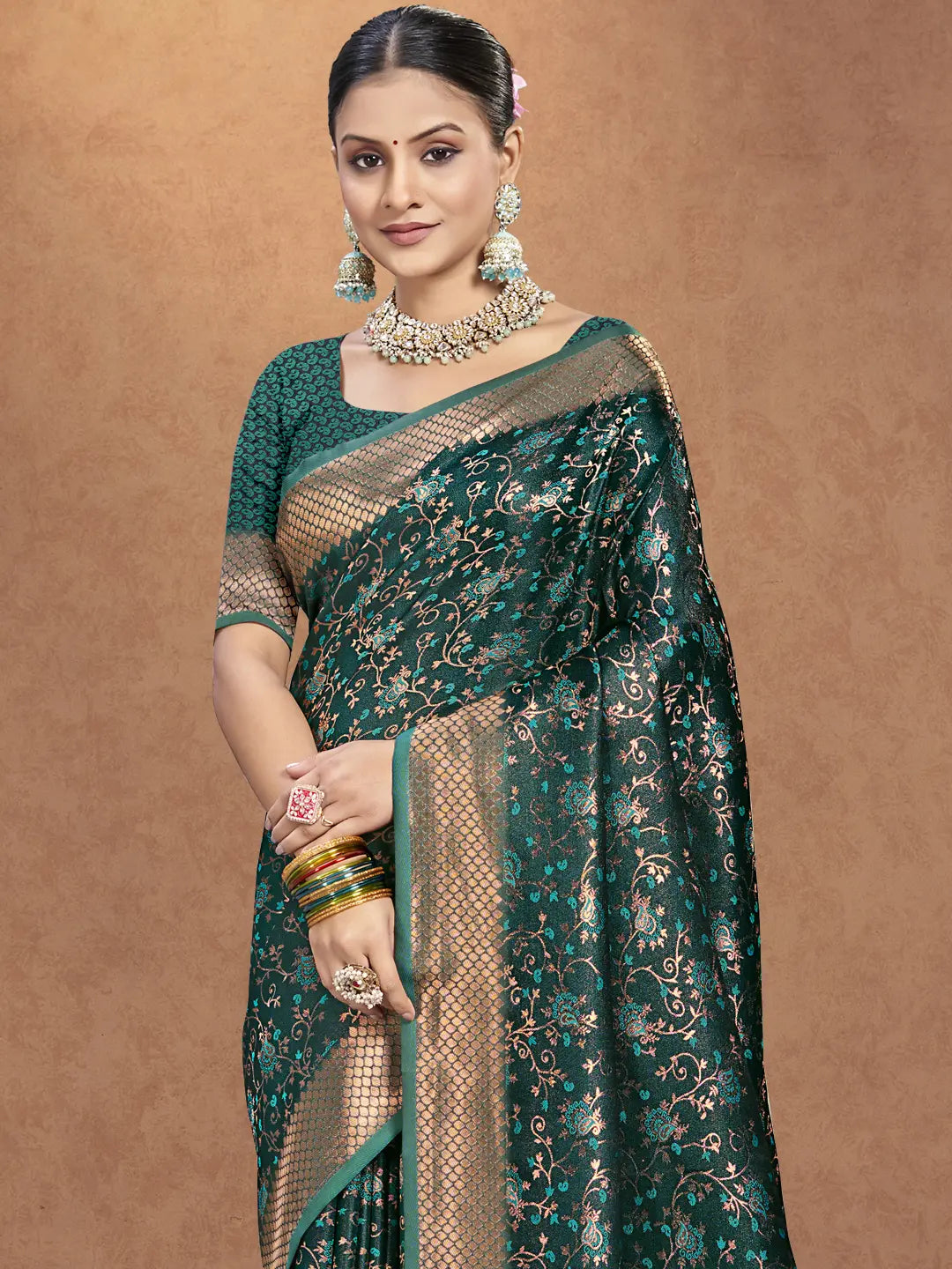 Dark Green Silk Saree