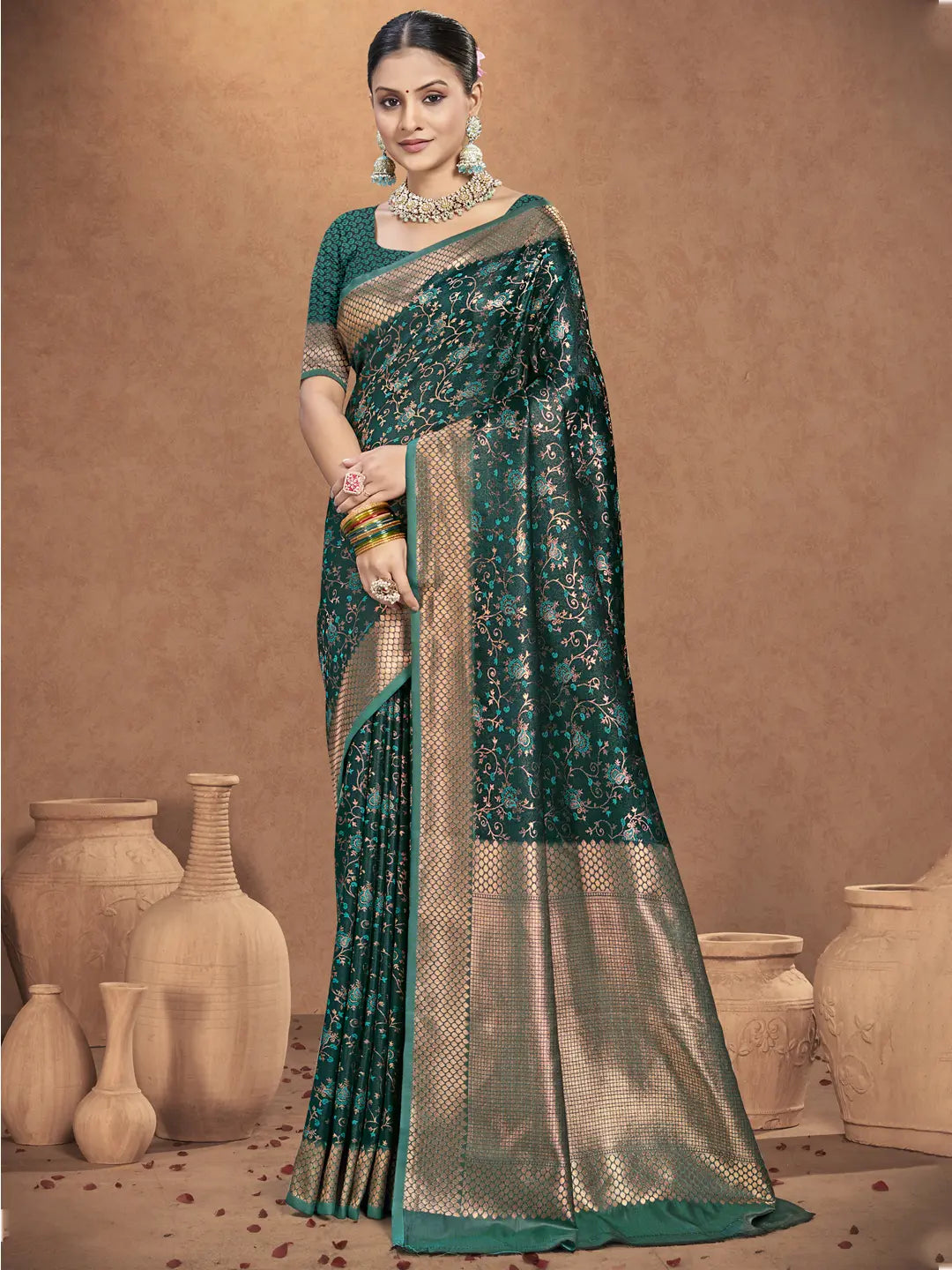 Dark Green Silk Saree