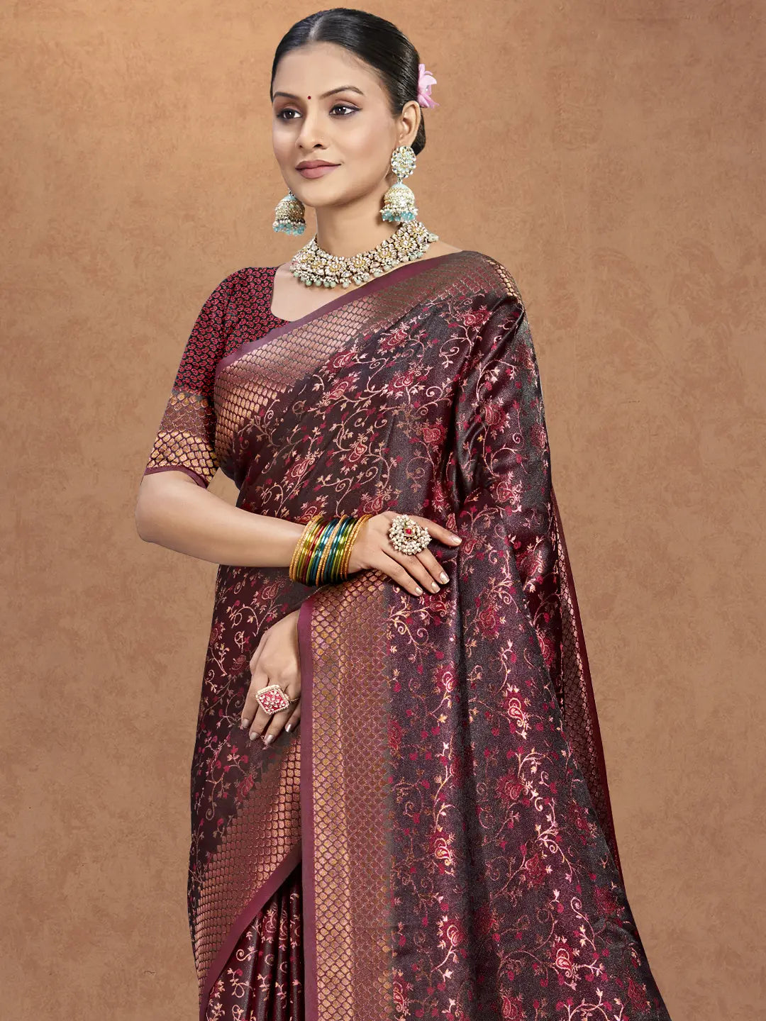 Maroon Silk Saree