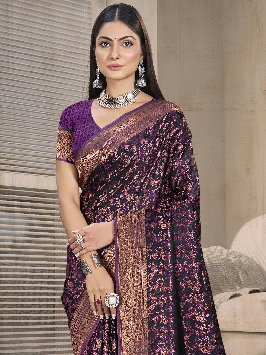 Purple Silk Saree