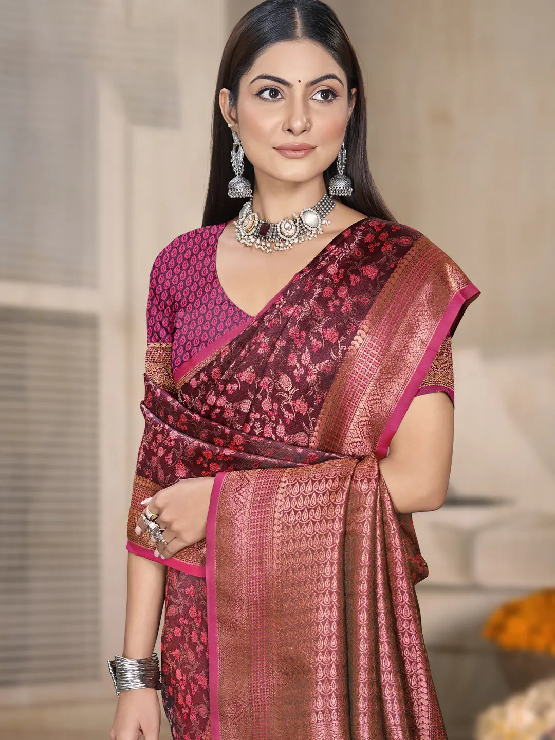 Pink Silk Saree