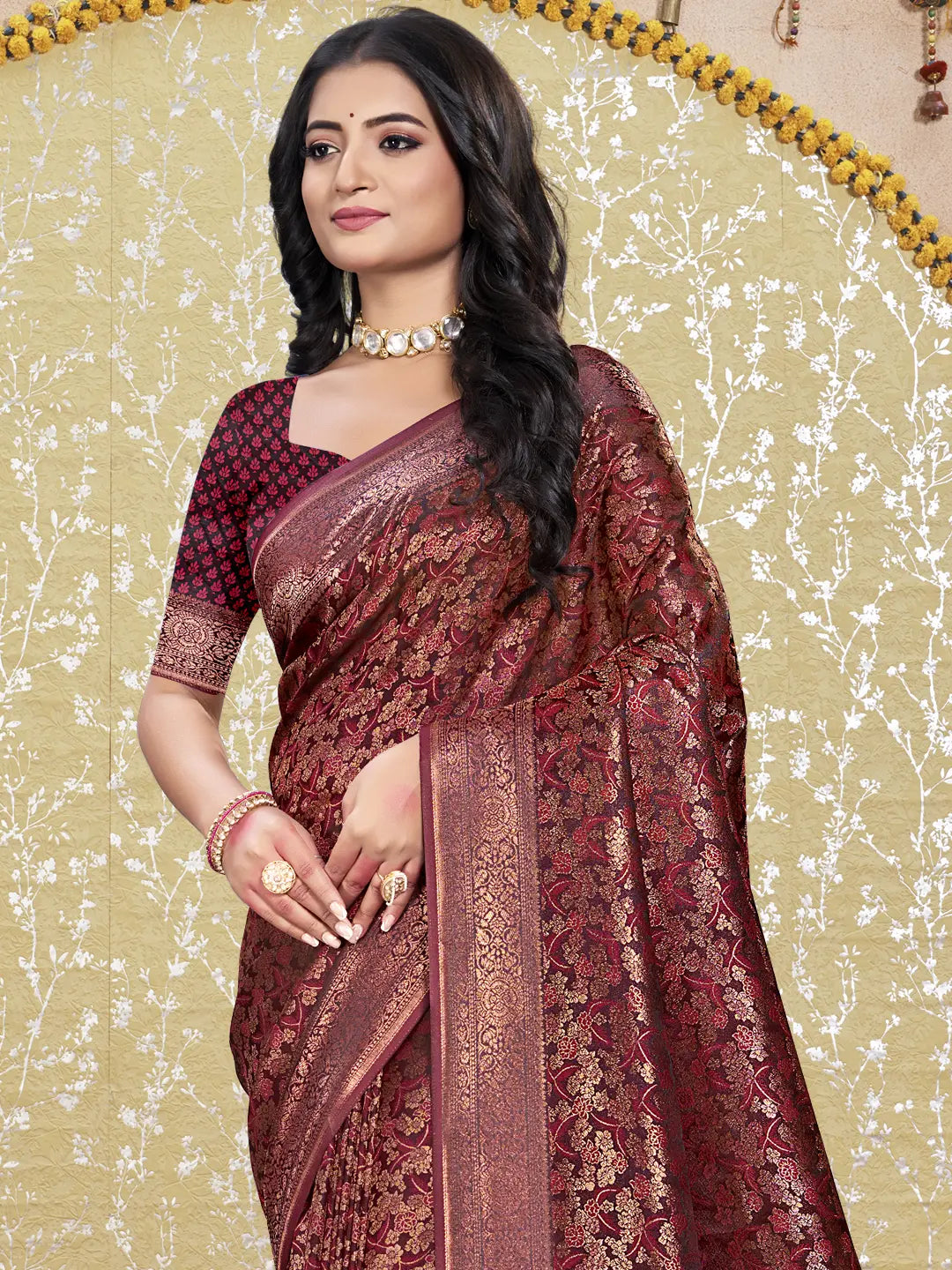 Maroon Silk Saree