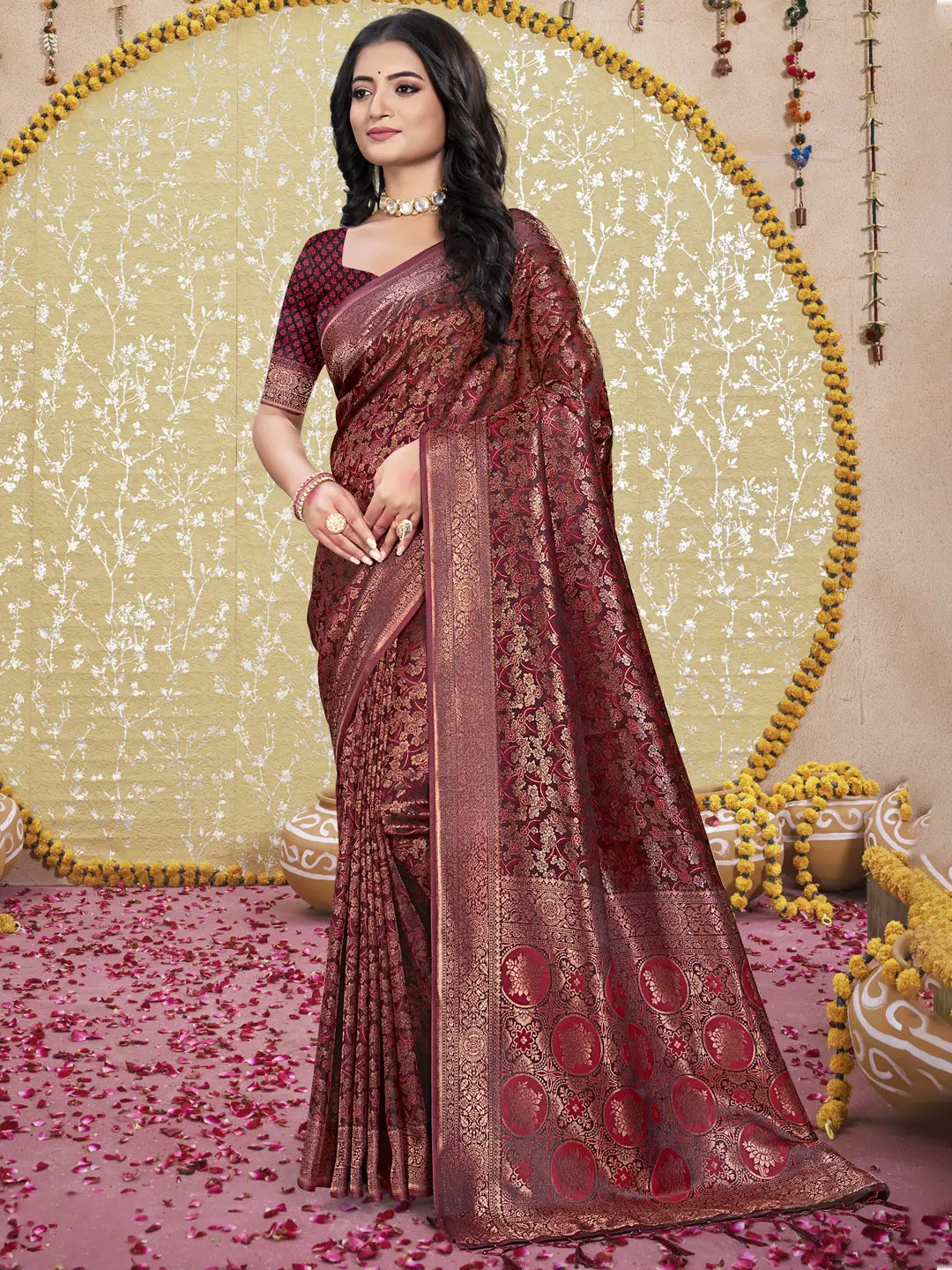 Maroon Silk Saree