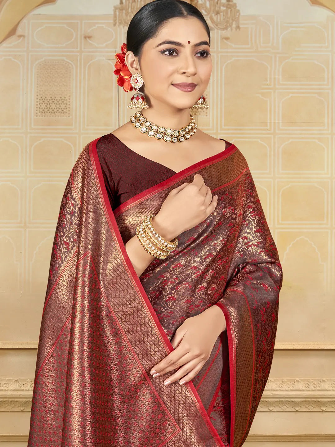 Maroon Silk Saree