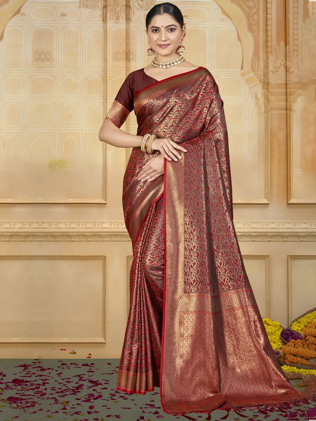 Maroon Silk Saree