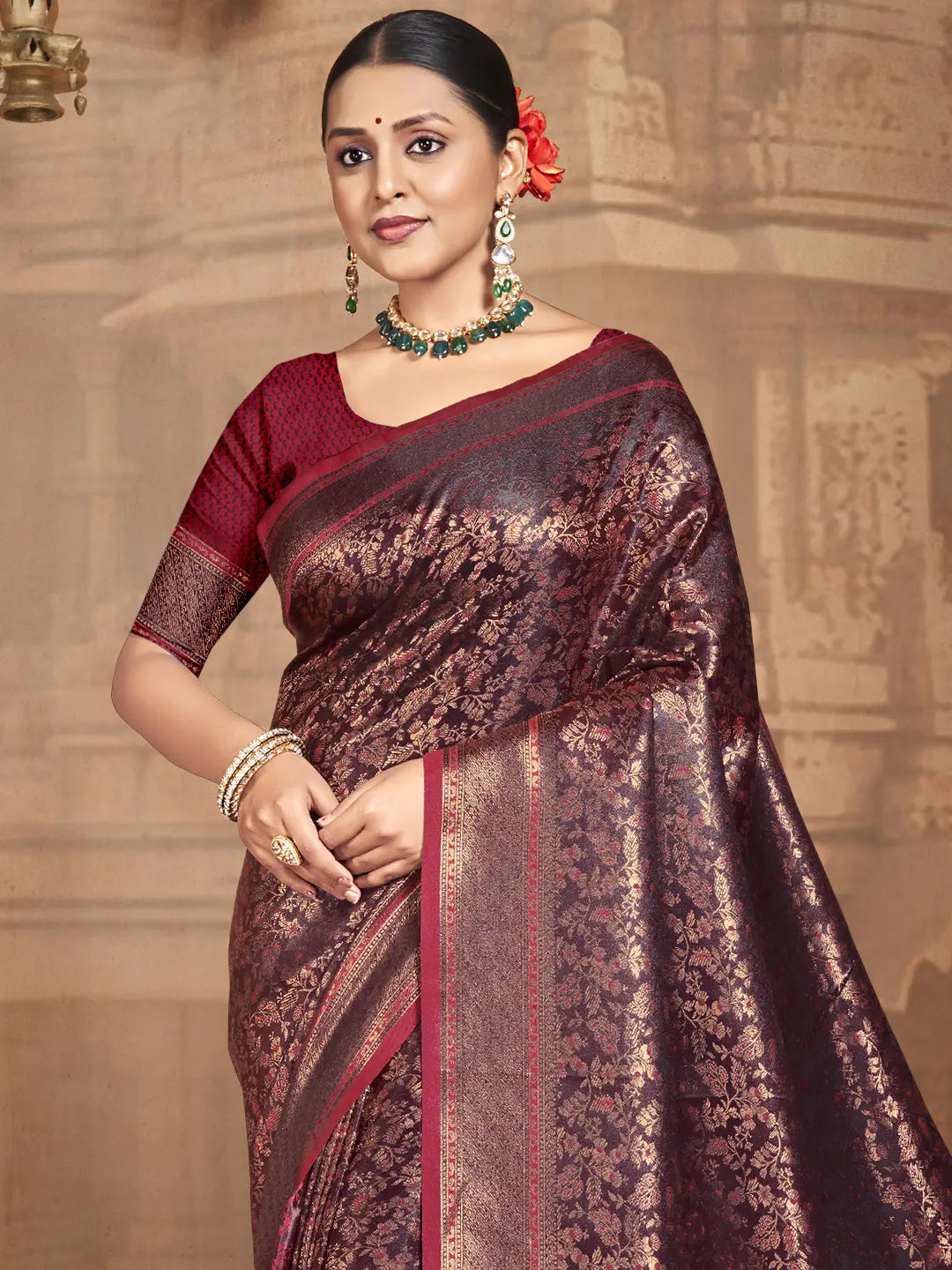 Maroon Silk Saree