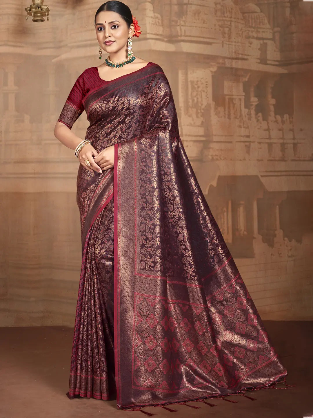 Maroon Silk Saree