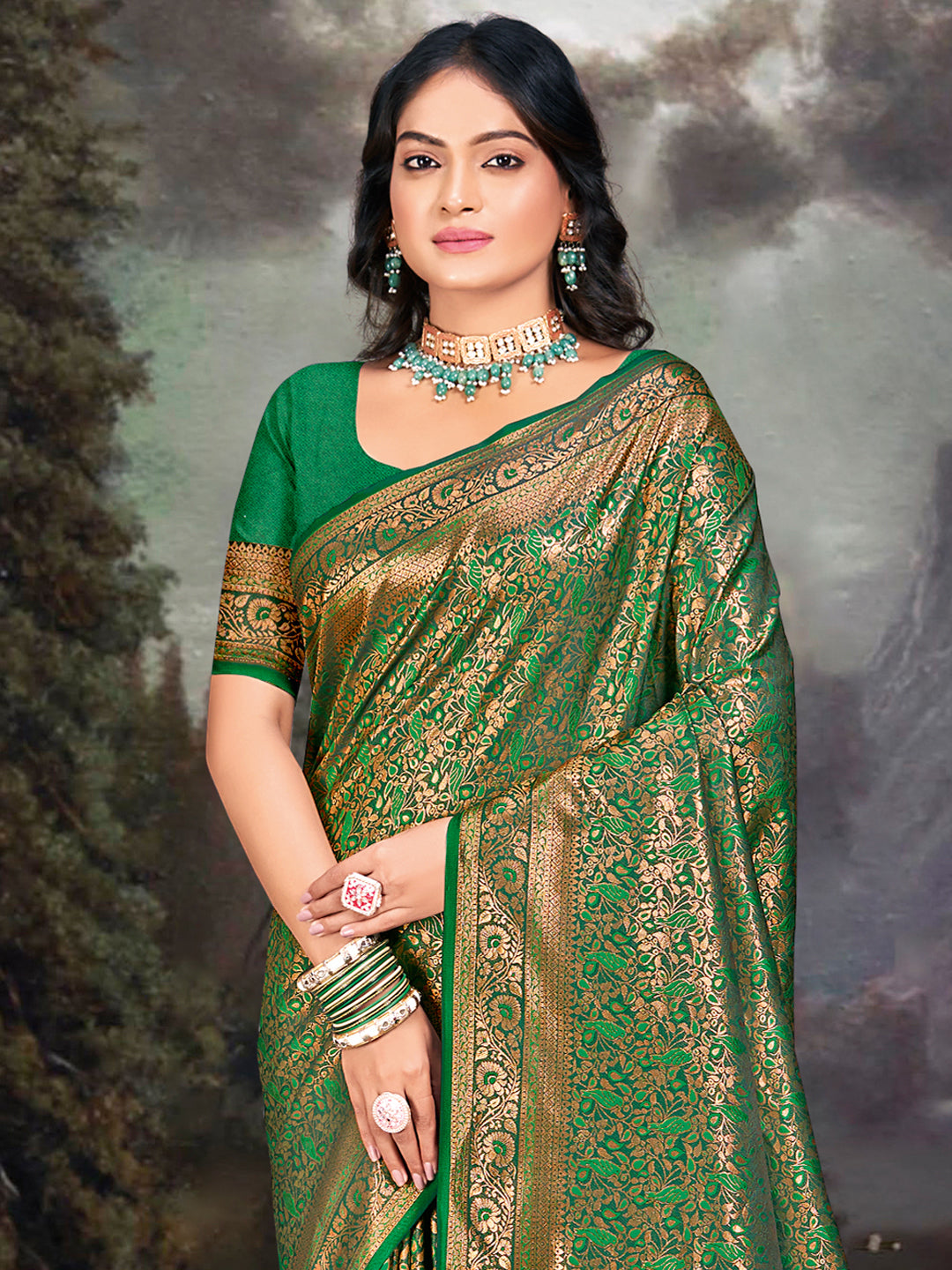 Green Zari Banarasi Silk Saree