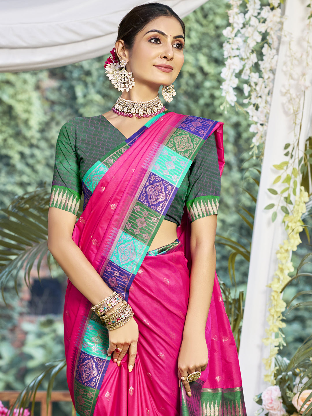 Magenta Pink Silk Saree