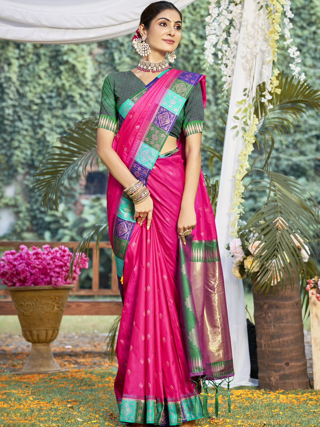 Magenta Pink Silk Saree