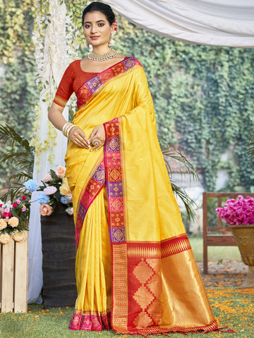 Yellow Silk Saree