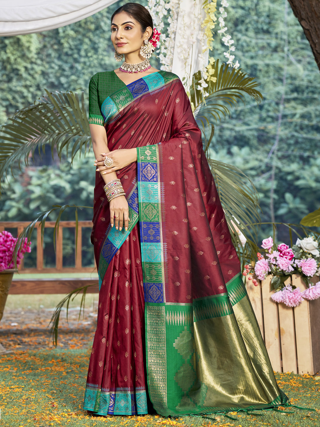 Maroon Silk Saree