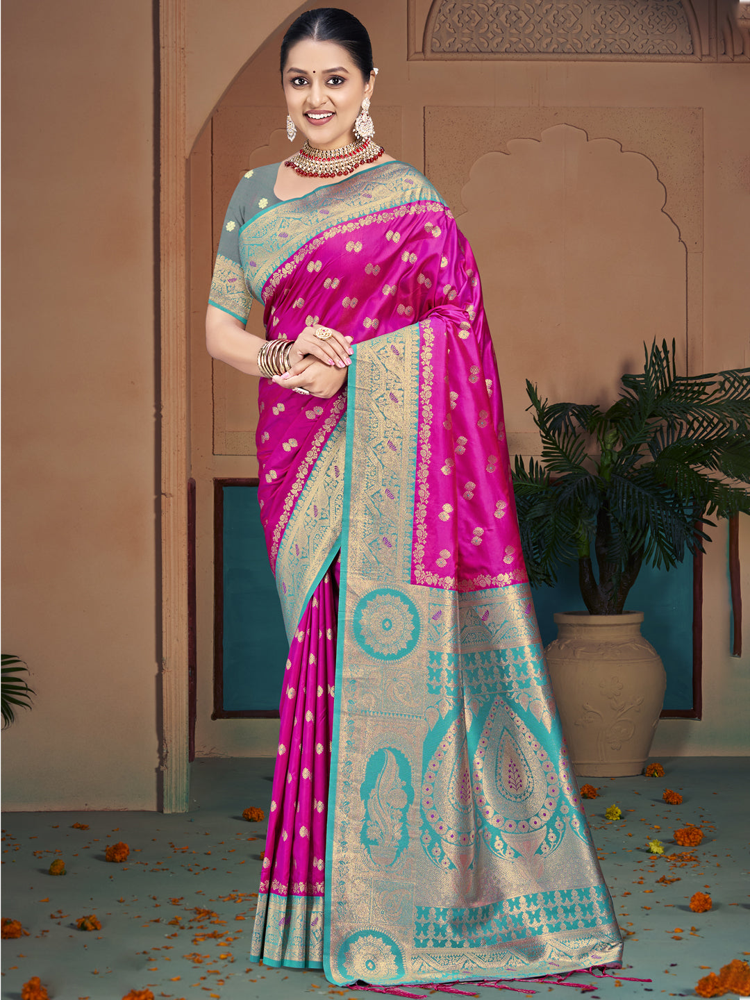 Pink Silk Saree