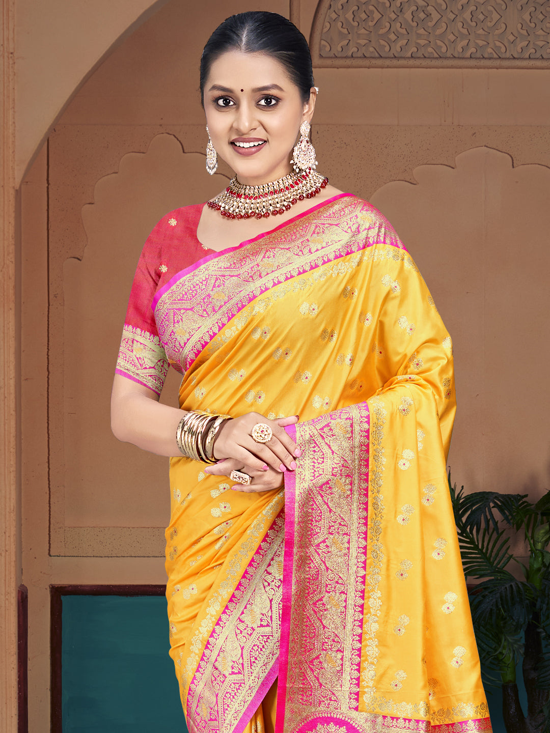 Sangam Yellow Silk Saree