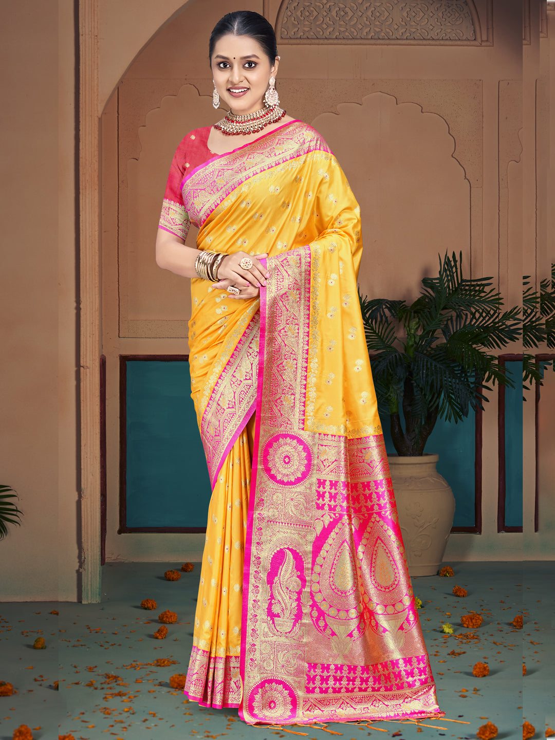 Sangam Yellow Silk Saree