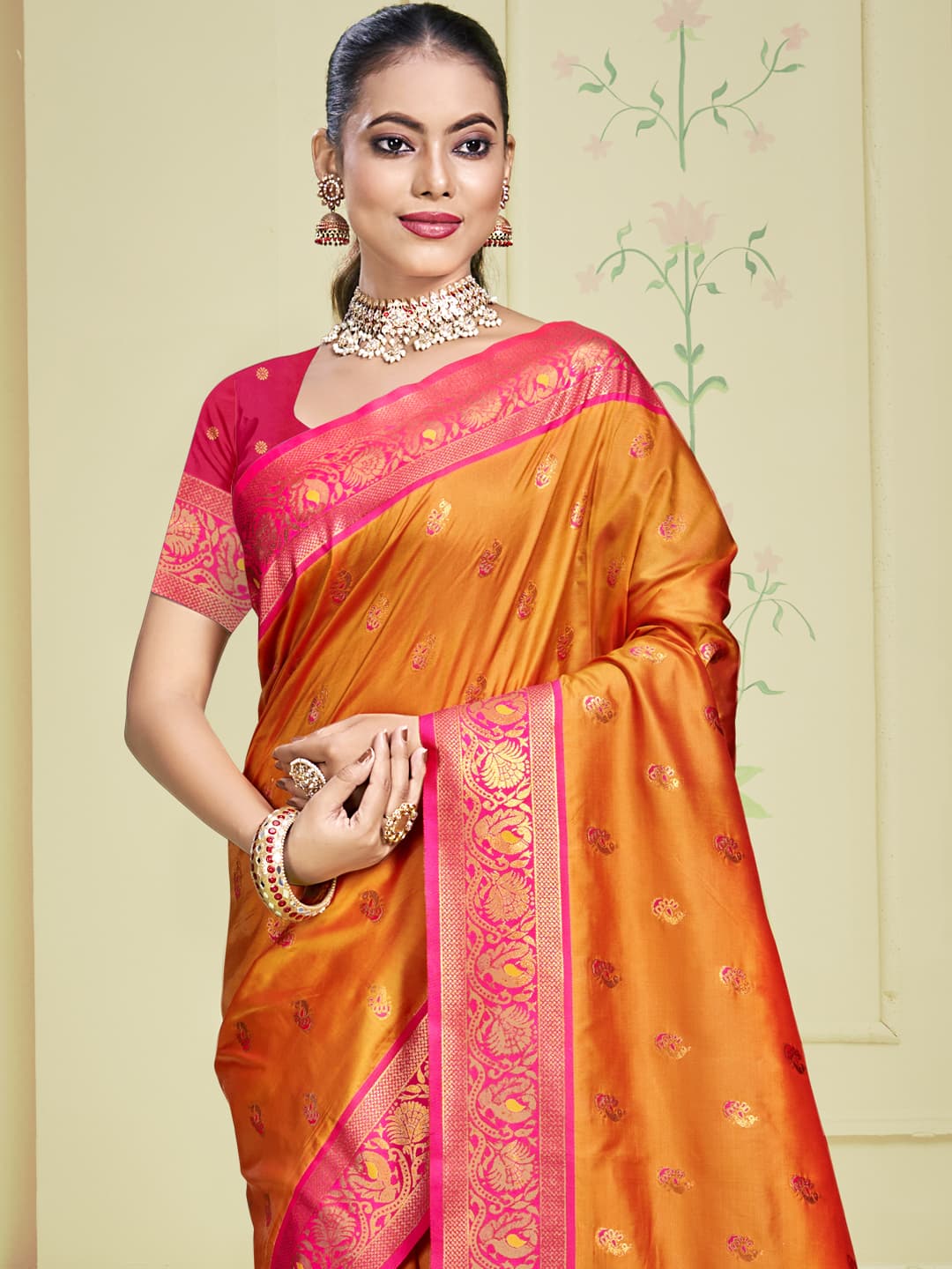 Light Orange Silk Saree