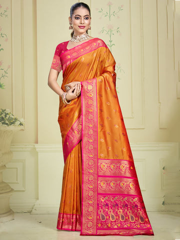 Light Orange Silk Saree