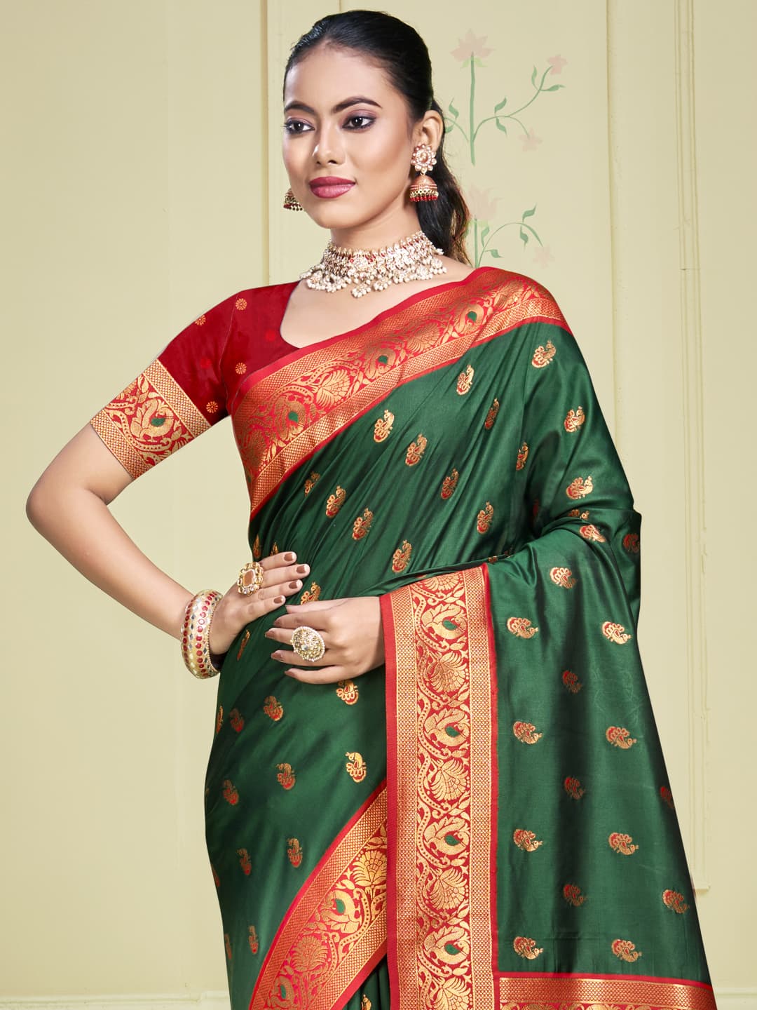 Dark Green Silk Saree