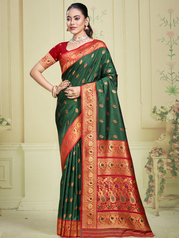 Dark Green Silk Saree