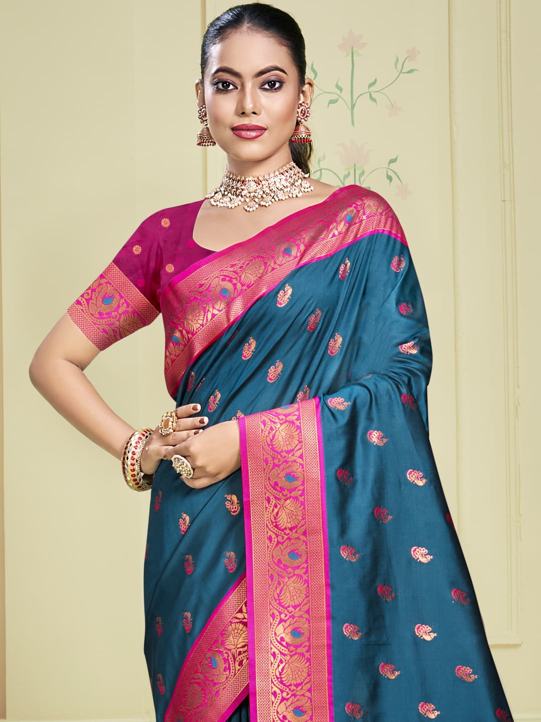 Prussian Blue Silk Saree