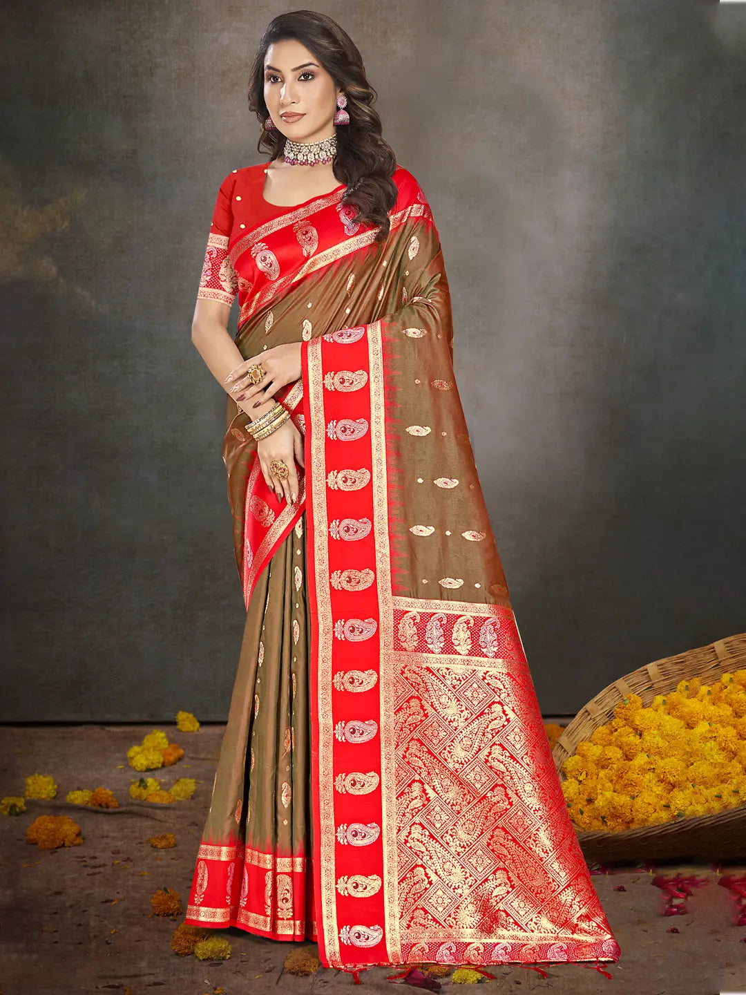 Brown Silk Saree