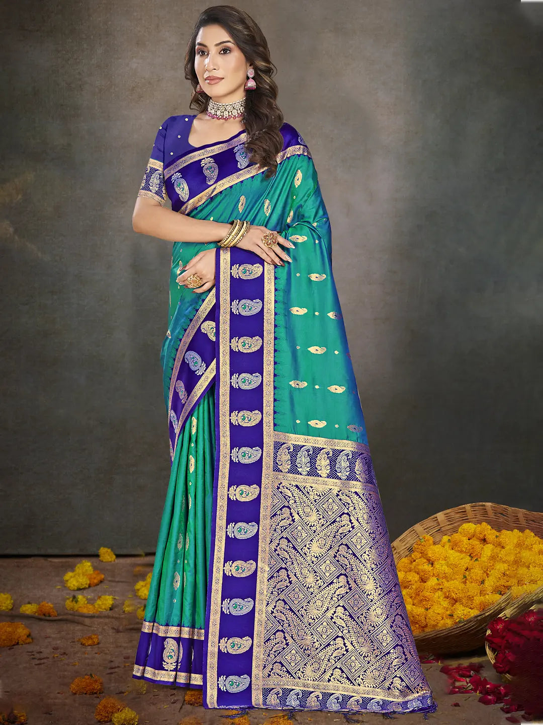 Sky Blue Silk Saree