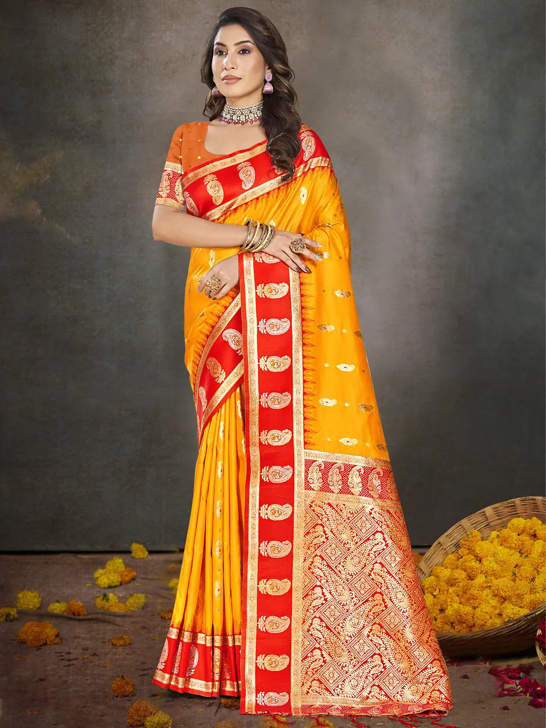 Yellow Silk Saree