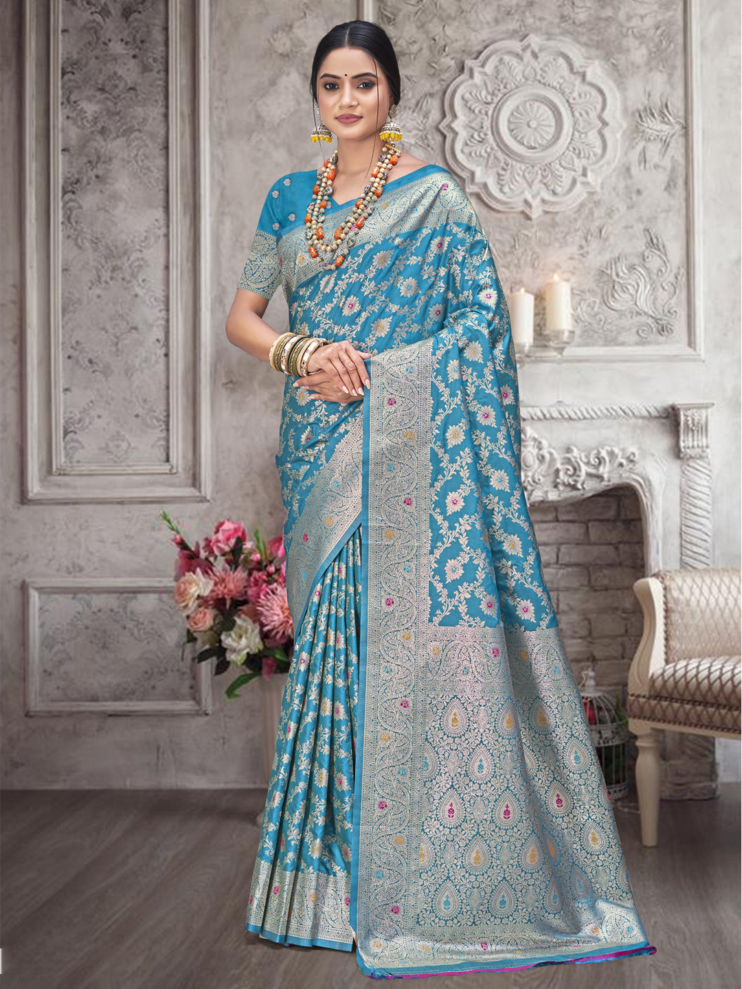 Sky Blue Silk Saree