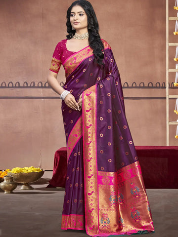 Wine Silk Saree