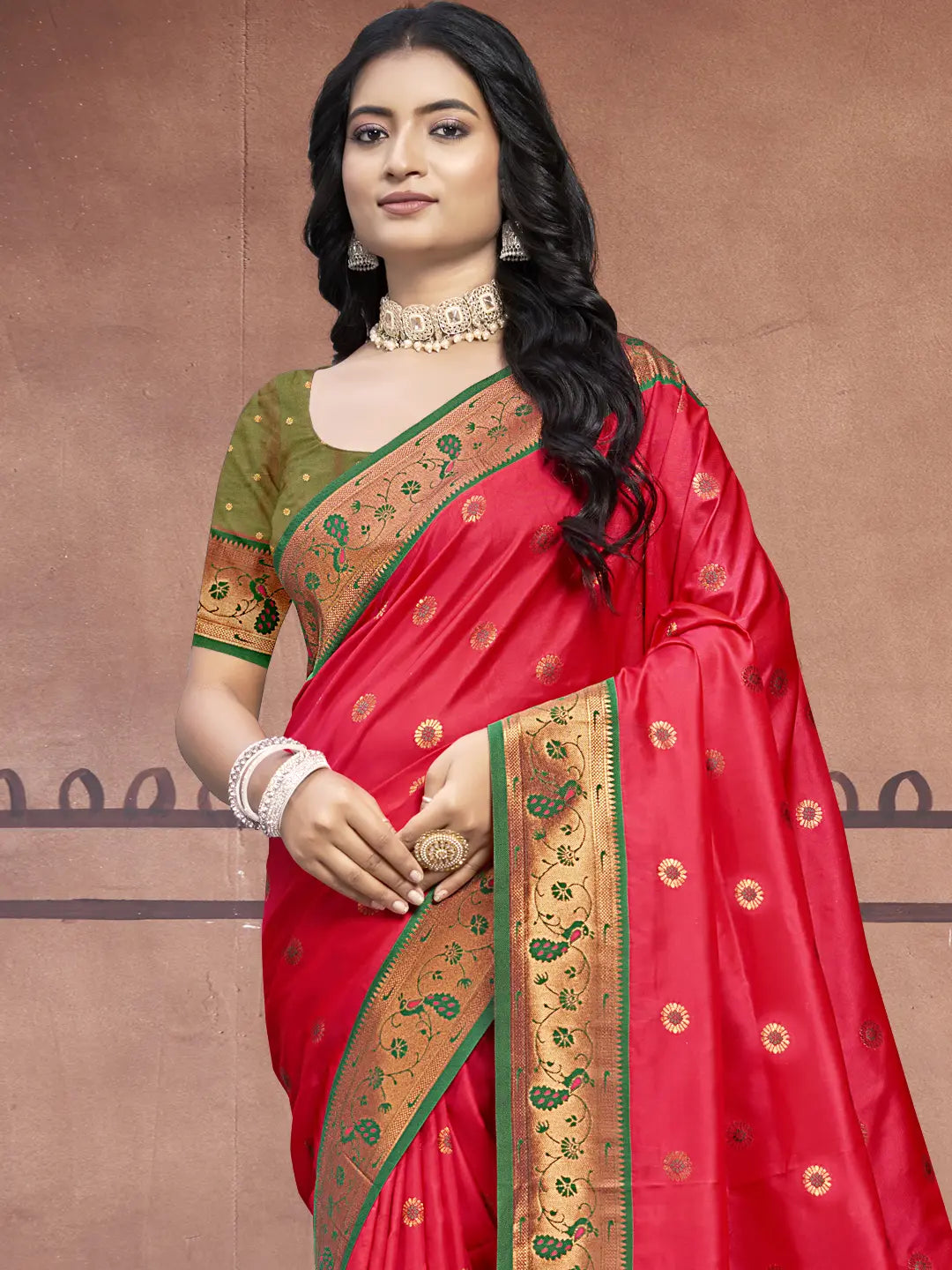 Dark Pink Silk Saree