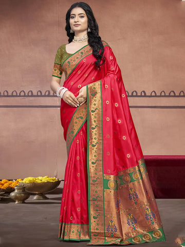 Dark Pink Silk Saree