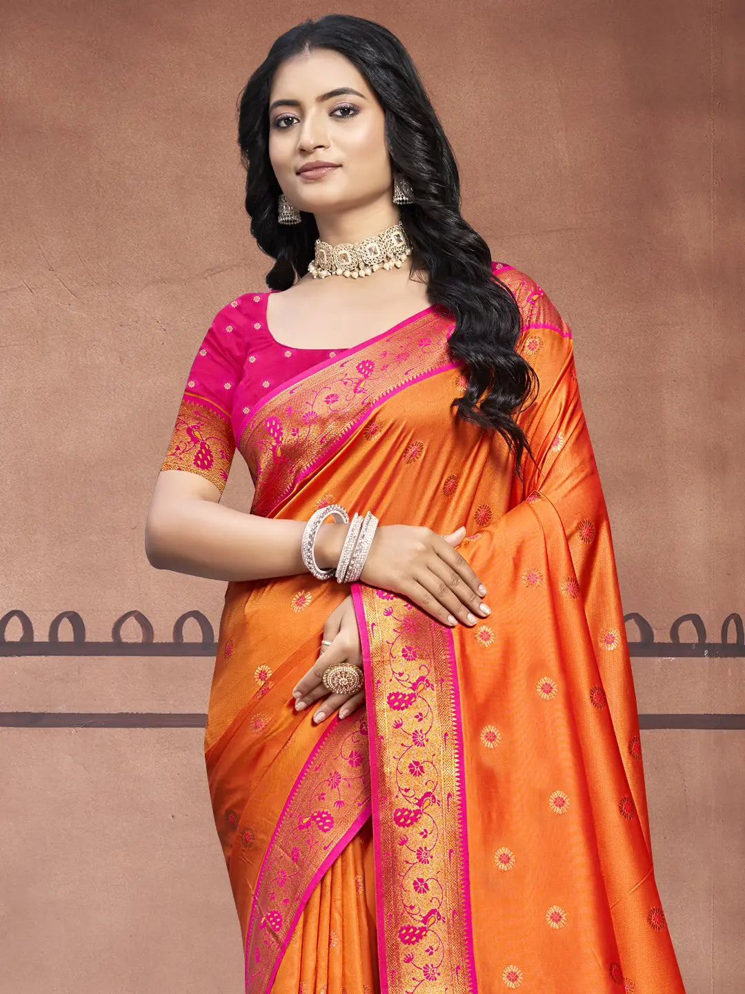 Orange Silk Saree