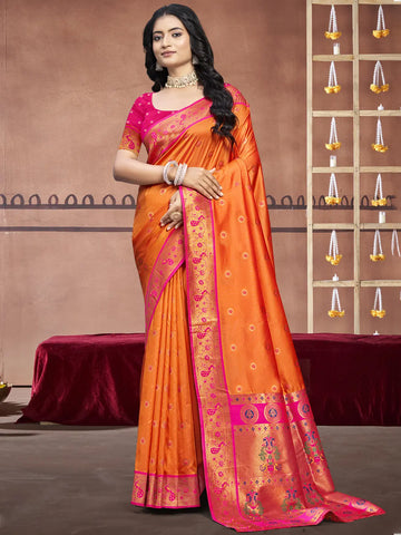 Orange Silk Saree