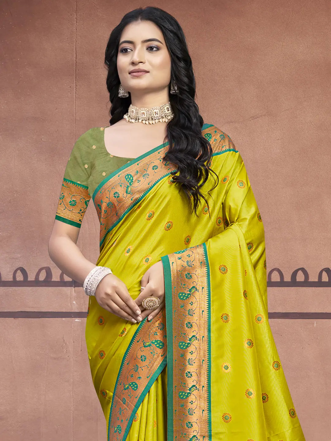 Parrot Green Silk Saree