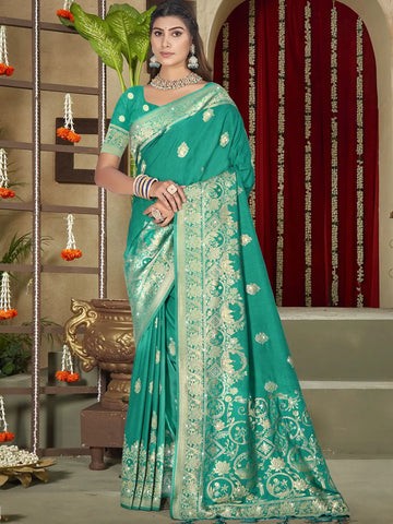 Teal Green Silk Saree