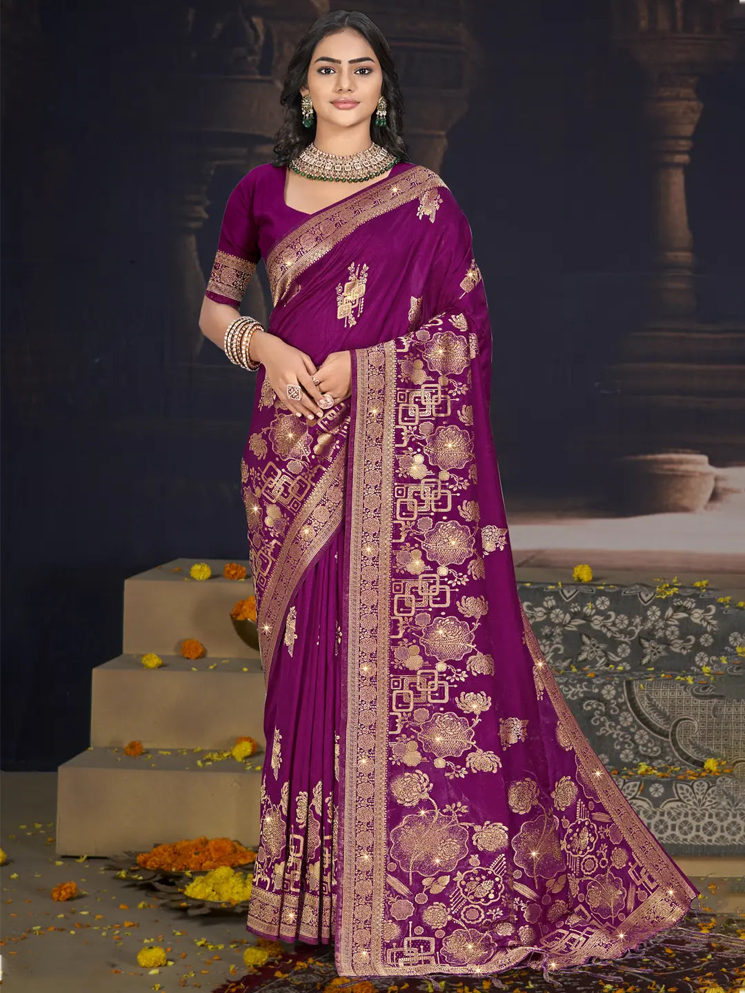 Purple Silk Saree