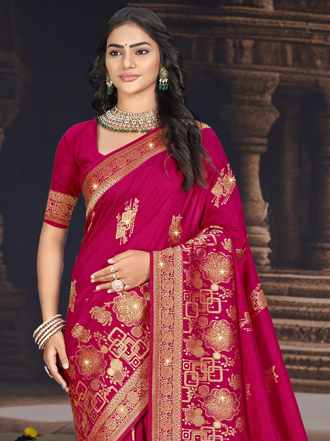 Magenta Pink Silk Saree